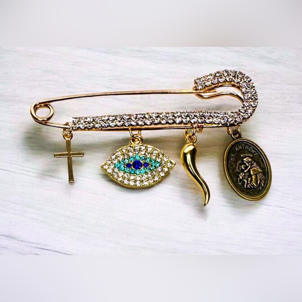 Baptism Pin for baby | stroller pin | christening gift | Italian horn